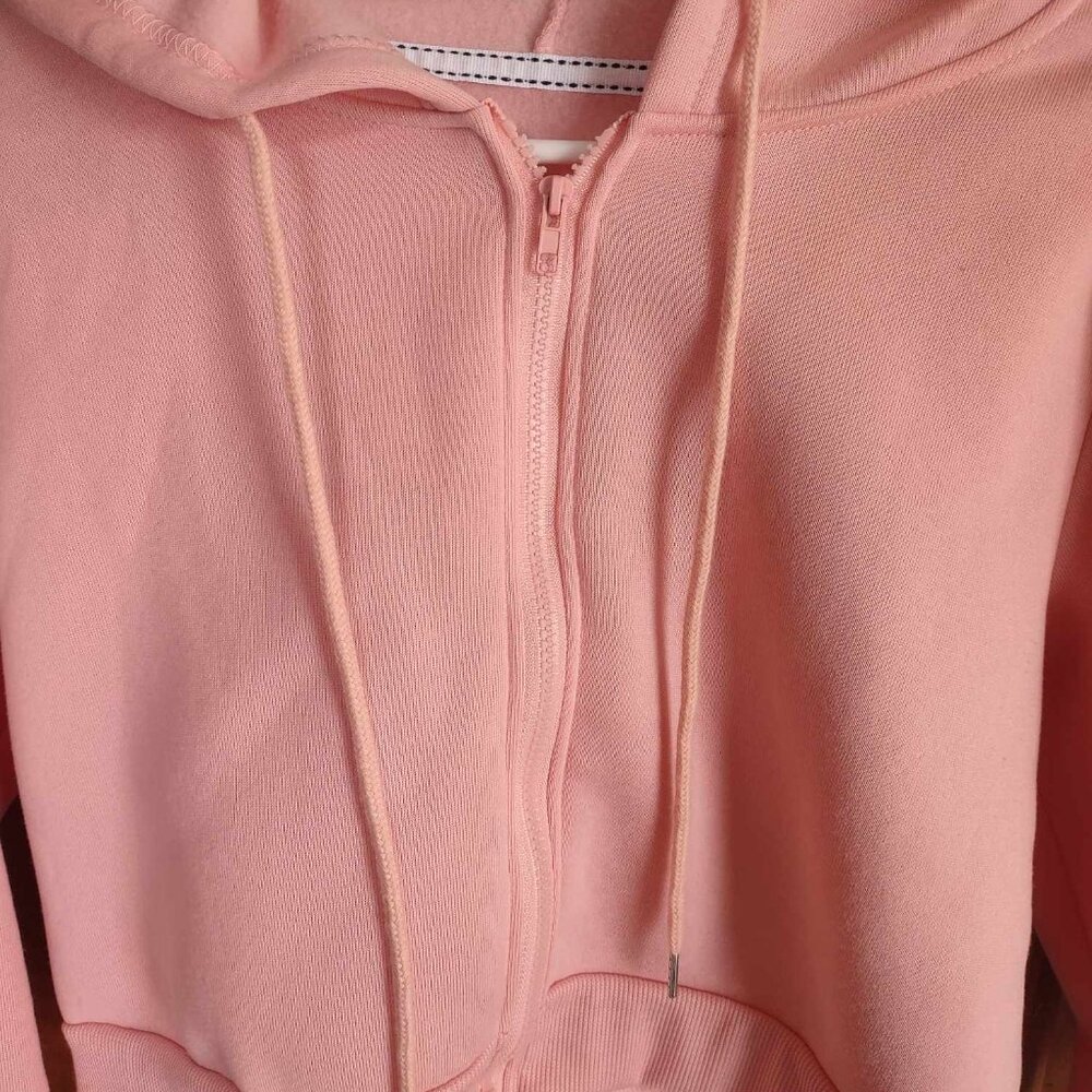 Pink Zip Up Cropped Sweatshirt Size Small